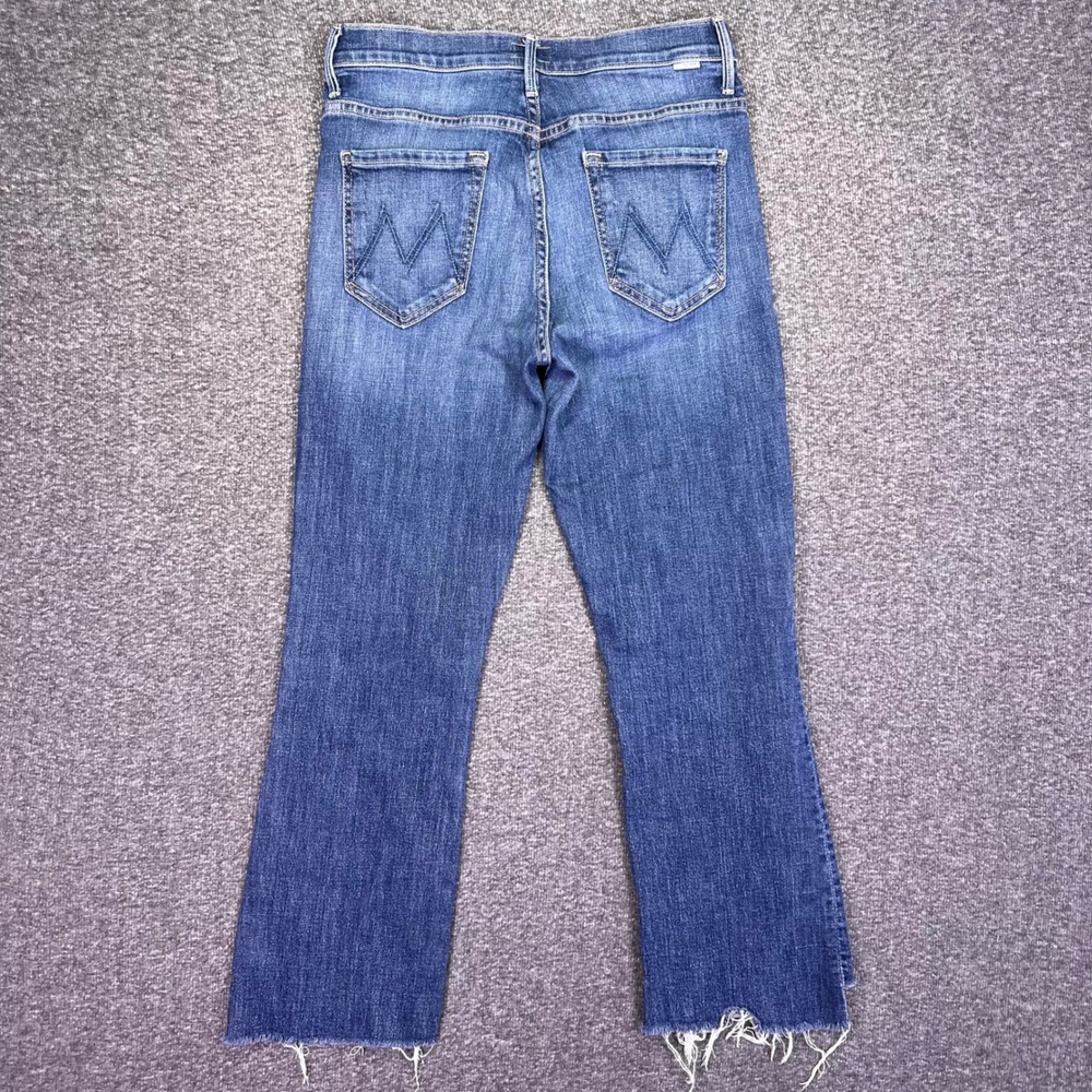 Mother The Insider Crop Step Fray Women 28x25 Blue Slim Bootcut Casual High Rise - Picture 9 of 16